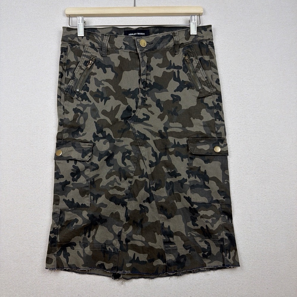 Ashley‎ Mason Woman's Camo Army Skirt Size 11 (altered) Gorpcore one-of-a-kind